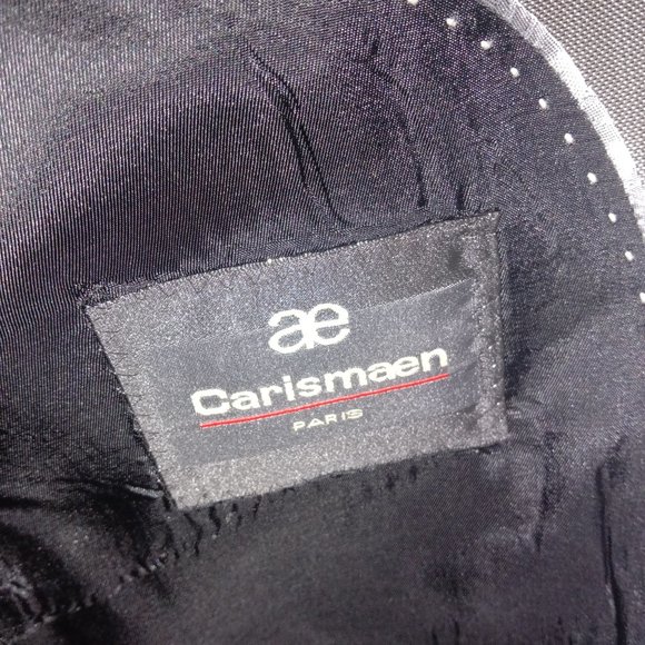 Ae Carismaen Men's Stripe Notch Lapel Single Breasted Suit Size XL Metallic Gray - Picture 6 of 6